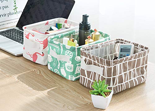 KolorFish Cute Fabric Storage Basket Bins, Home Decor Canvas Organizers Bag, Storage Bins Basket for Adult Makeup, Baby Toys Liners, Books (1 Unit, White Flamingo) - Image 3
