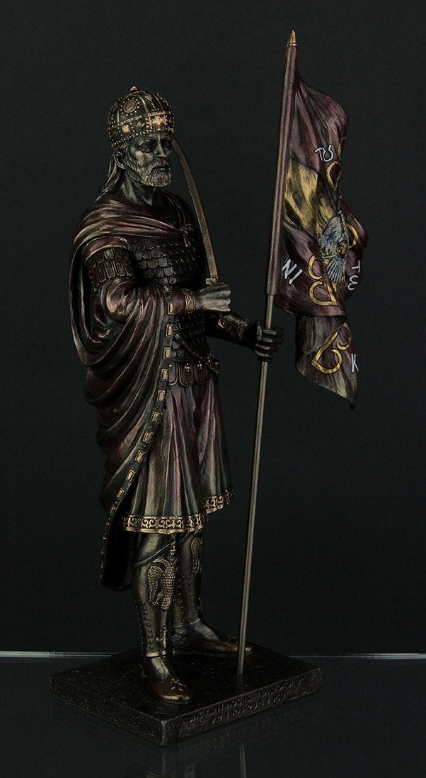 Zeckos 12 5/8 Inch Byzantine Emporer Constantine XI Palaiologos Resin Statue Bronze Finish - Image 2