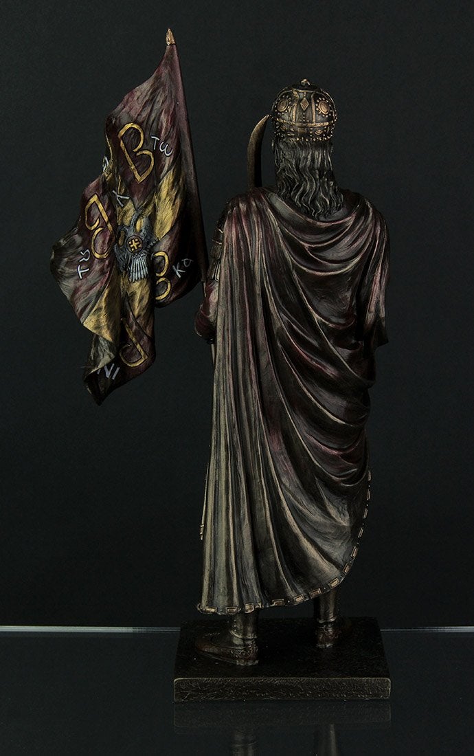 Zeckos 12 5/8 Inch Byzantine Emporer Constantine XI Palaiologos Resin Statue Bronze Finish - Image 3