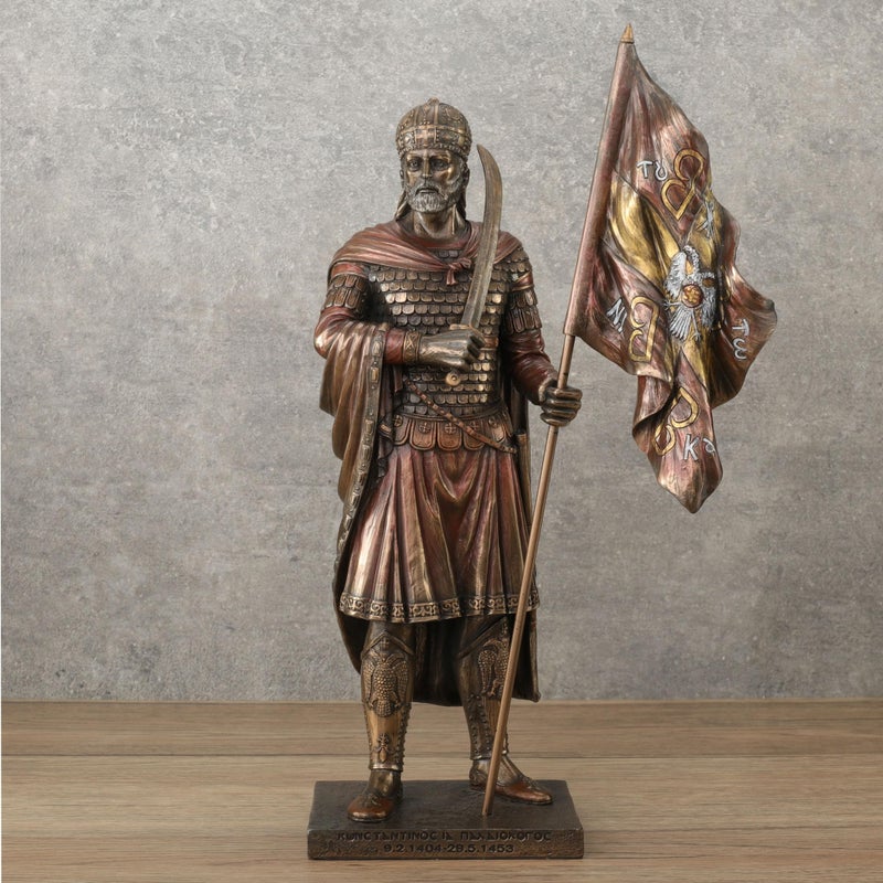 Zeckos 12 5/8 Inch Byzantine Emporer Constantine XI Palaiologos Resin Statue Bronze Finish - Image 4