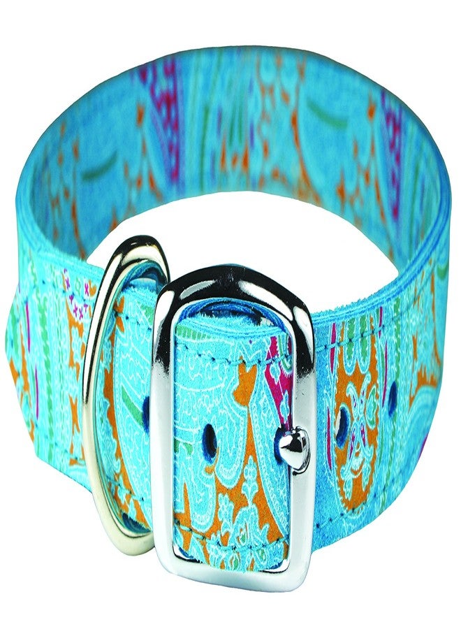 OmniPet 6246-TQ10 Paisley Pattern Leather Dog Collar, Turquoise,10"