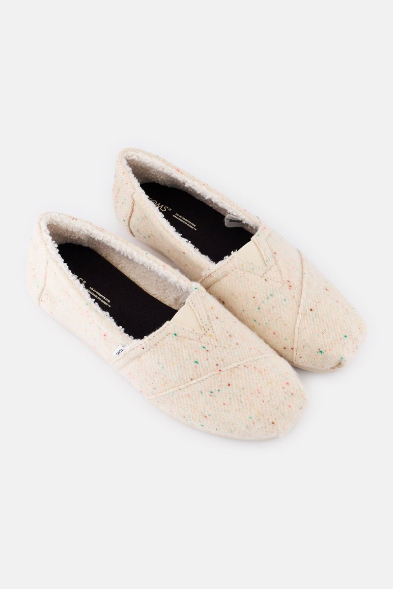 TOMS Women Alpargata Speckled Twill Slip On Casual Shoes, Beige - Image 2
