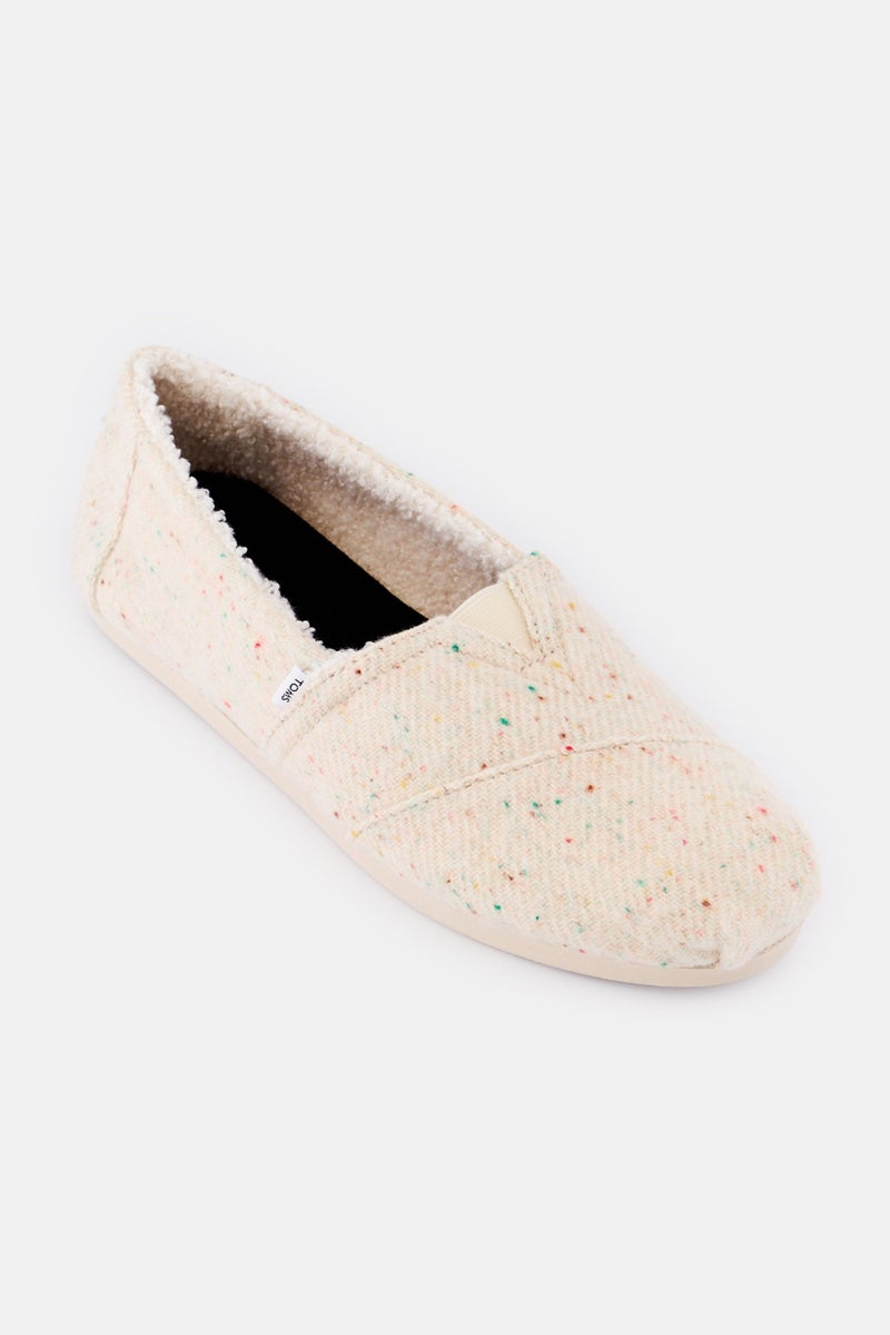 TOMS Women Alpargata Speckled Twill Slip On Casual Shoes, Beige - Image 1
