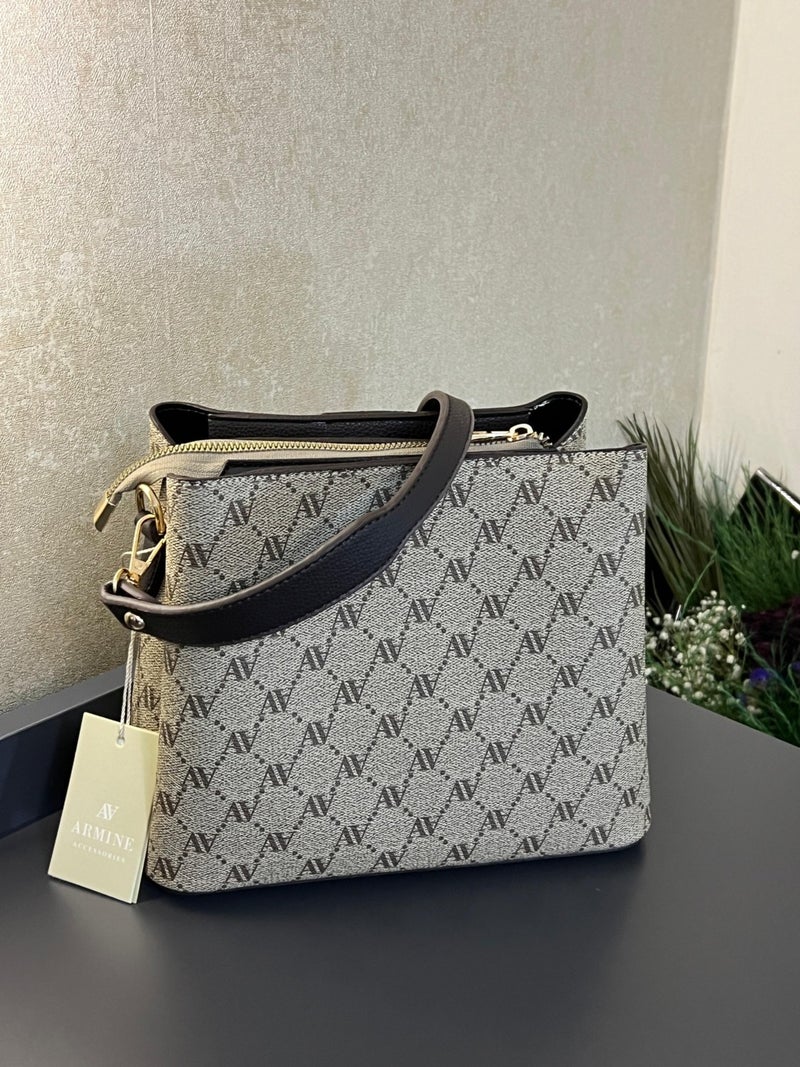 Armine ARM.361.VZ Special Color Konbin Leather Ladies Handbag Designed as Hand and Shoulder Bag  - Image 3
