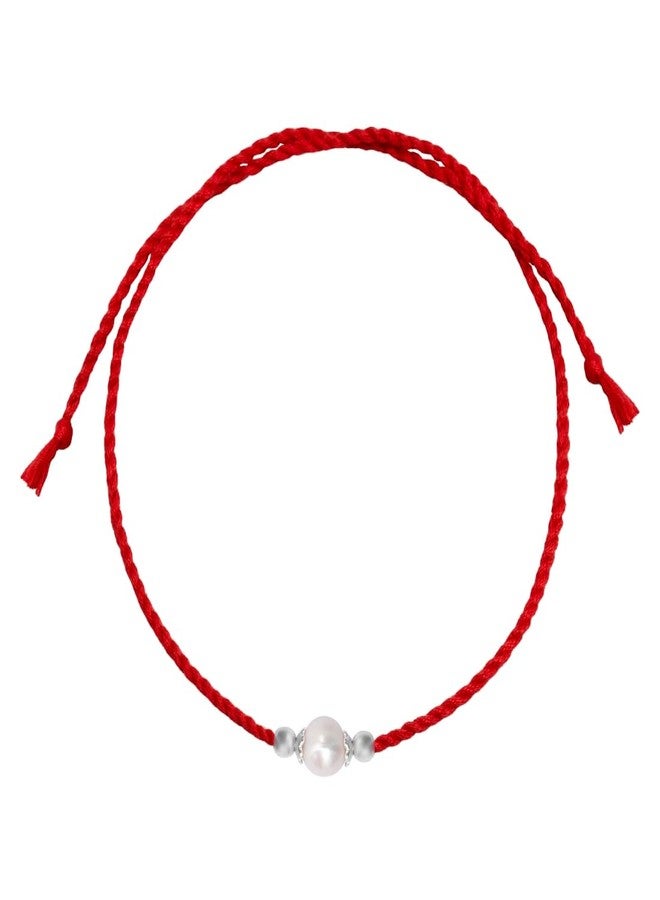 ZAVYA Men's 925 Sterling Silver Freshwater Pearl Freshwater Pearl Rhodium Plating Silver Rakhi | Rakhi for Brother- Rakshabandhan | Gift for Men & Boys |1 Year Plating Warranty - Image 1