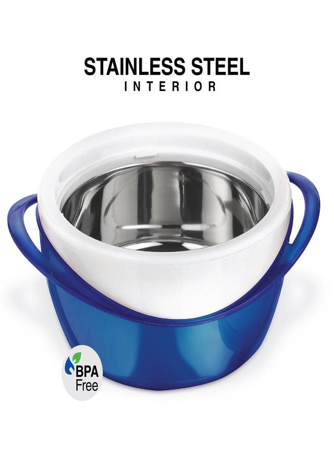 Pinnacle Insulated Casserole Dish with Lid 3 pc. set 2.6/1.25/.6 qt. Elegant Hot Pot Food Warmer/Cooler - Large Thermal Soup/Salad Serving Bowl- Stainless Steel -Best Gift Set for Moms -Holidays Blue - Image 2