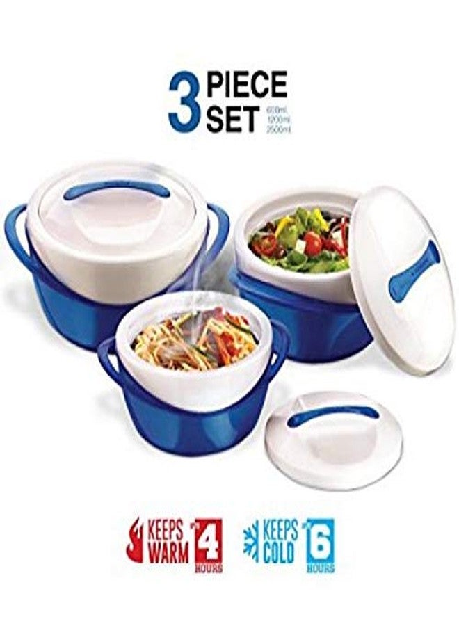 Pinnacle Insulated Casserole Dish with Lid 3 pc. set 2.6/1.25/.6 qt. Elegant Hot Pot Food Warmer/Cooler - Large Thermal Soup/Salad Serving Bowl- Stainless Steel -Best Gift Set for Moms -Holidays Blue - Image 5