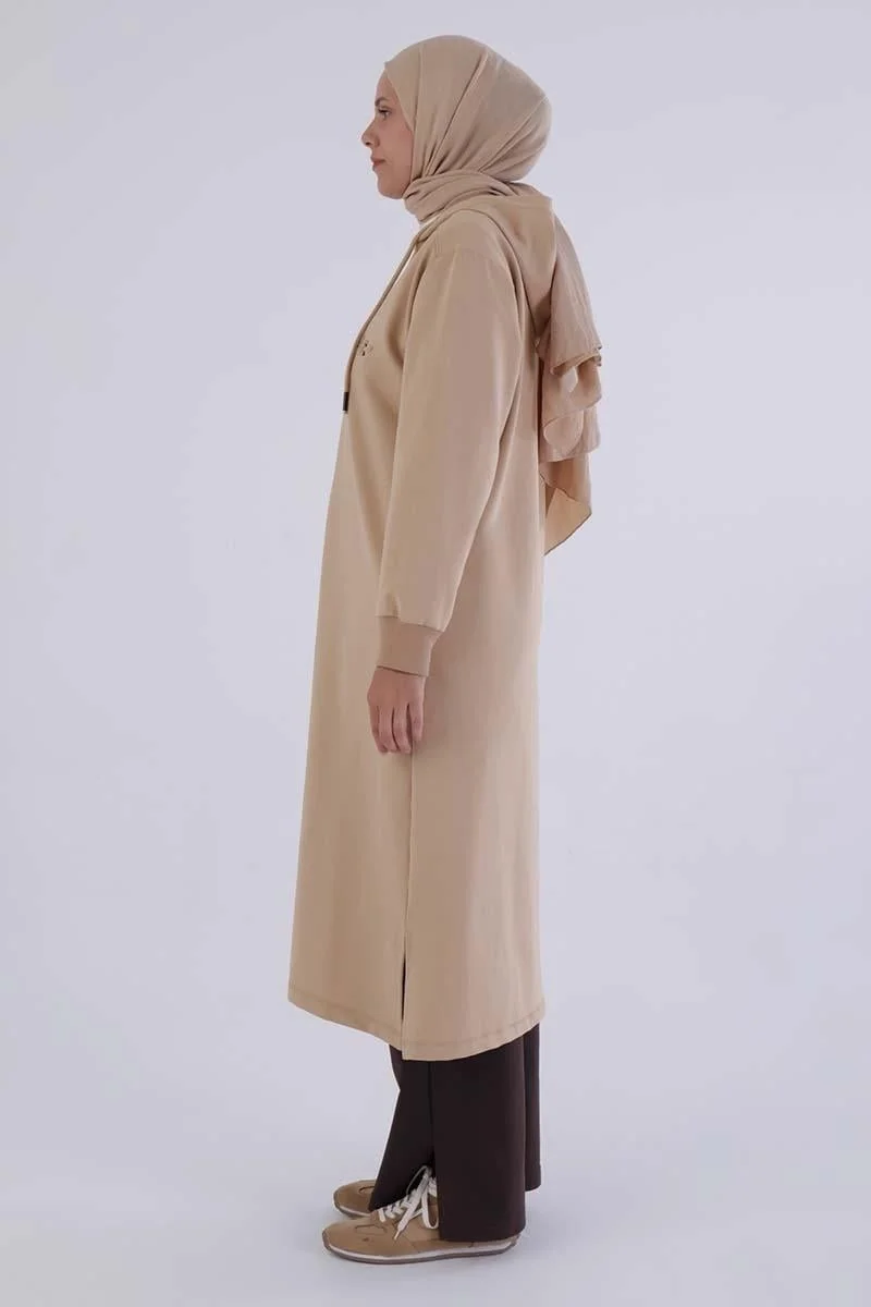 Allday Beige-Decigive Embroidered Sweat Cardigan