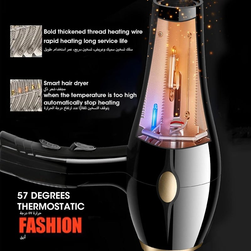 ,Hair Dryer,3 Heating/3 Speed/Cold Fast Drying Low Noise Hair Dryer With 3 Nozzles And 2 Combs For Curly And Straight Hair for Multi Women Man Hairstyles - Image 4