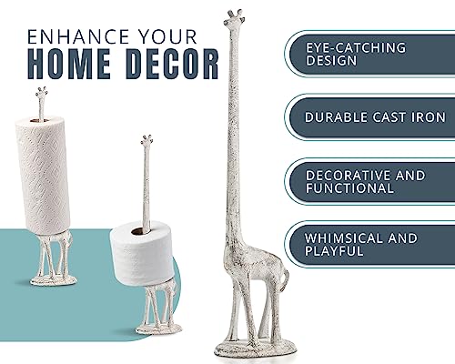 Comfify Giraffe Paper Towel Holder for Kitchen or Decorative Toilet Paper Stand for Bathroom - Unique Antique, Vintage, Whimsical Animal Design Roll Dispenser for Home Decor - Antique White - Image 4