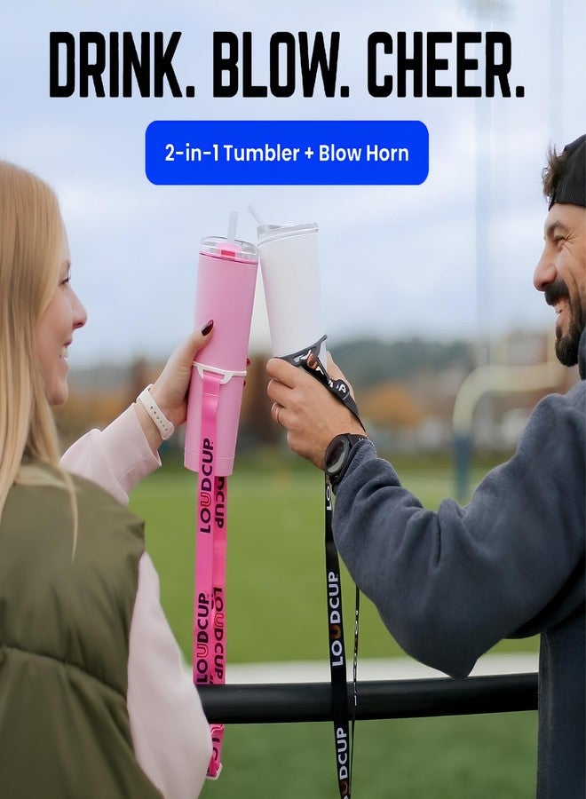 Loud Cup The LoudCup Blow Horn Tumbler, Cheer & Sip 2-in-1 Reusable Water Bottle with Built-In Horn for Sports Games, Tailgates, Parties & Events, BPA-Free, 16 oz, Panther Pink - Image 2