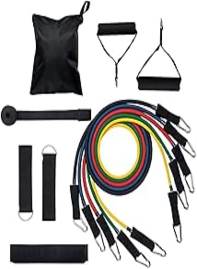 Generic RuleaxAsi 1# Resistance Bands Set (11pcs) Exercise Bands with Door Anchor Handles Ankle Strap and Carrying Bag Legs Ankle Straps for Physical Therapy Home Workouts Gym Travel