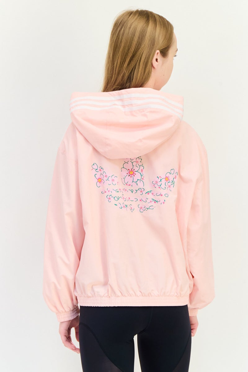 adidas Originals Women Sportswear Fit Long Sleeve Outdoor Windbreaker Jacket, Pink  - Image 2