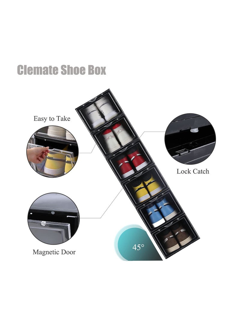 Generic Shoe Storage Box,Set of 8,Shoe Box Clear Plastic Stackable,Drop Front Shoe Box with Lids,Shoe Organizer and Shoe Containers For Men/Women,Easy Assembly（Black）  - Image 3