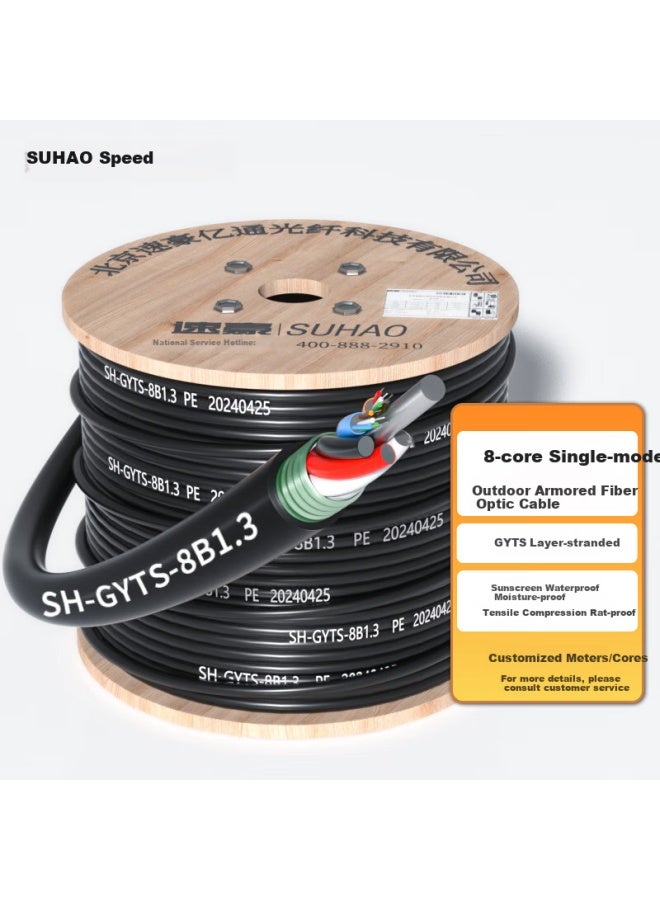 Suhao Gyts Outdoor Optical Cable, Telecom-grade National Standard Cable, 8-core Optical Cable 1 Meter, Layer-braided Single-mode Armored Cable, 8-core Outdoor Fiber Optic Line Gyts - Image 1