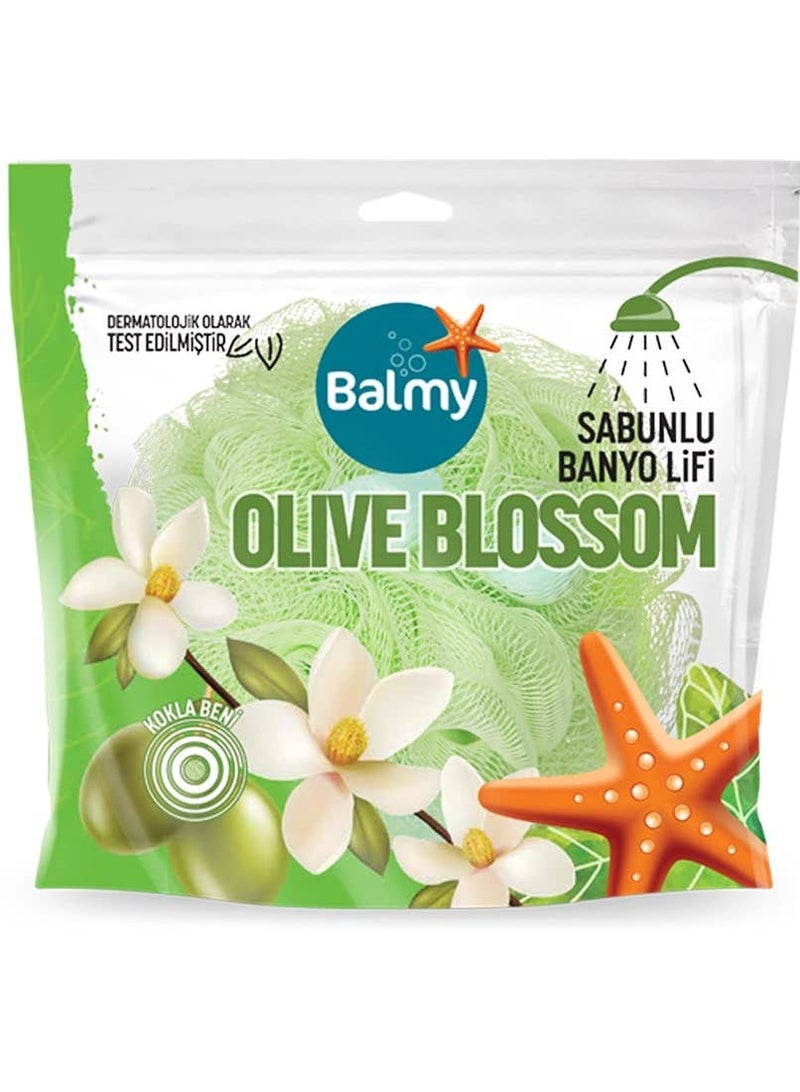 Balmy Bath Pouf With Olive Blossom Soap - Image 1