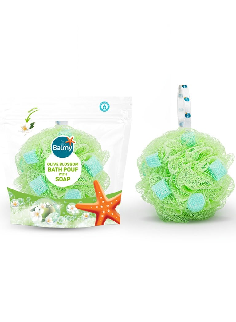 Balmy Bath Pouf With Olive Blossom Soap - Image 2