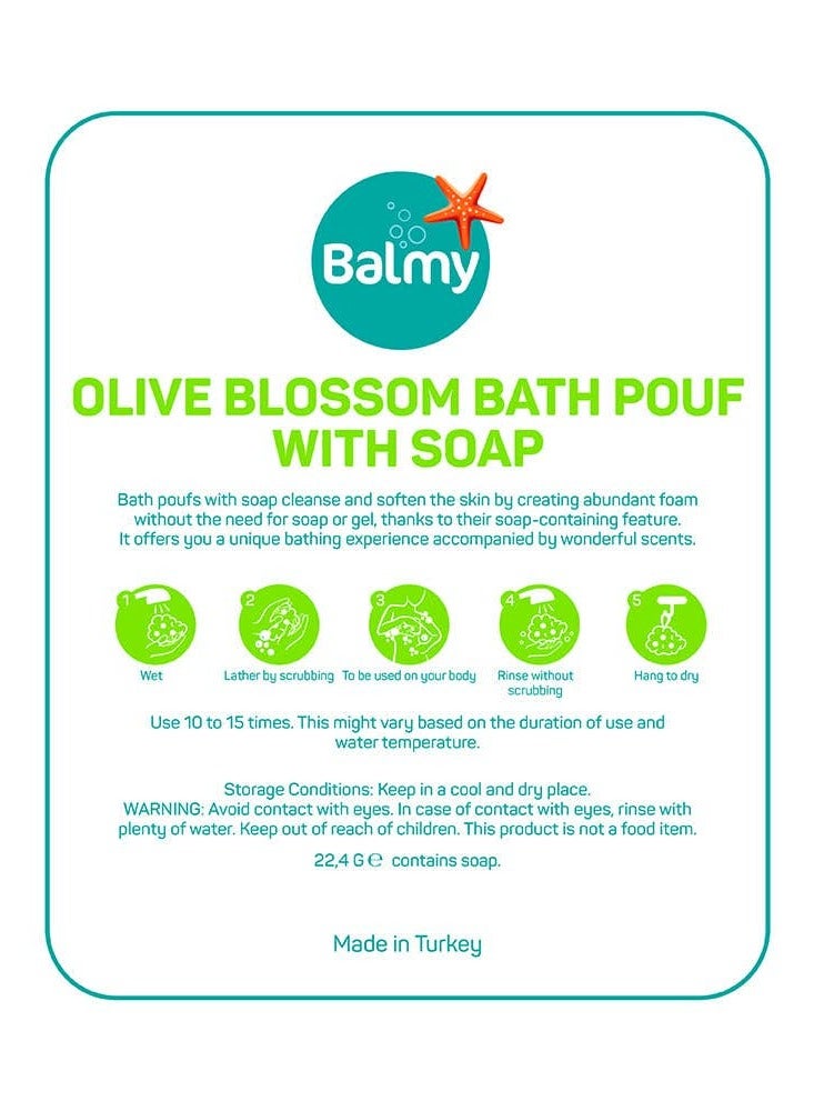 Balmy Bath Pouf With Olive Blossom Soap - Image 4