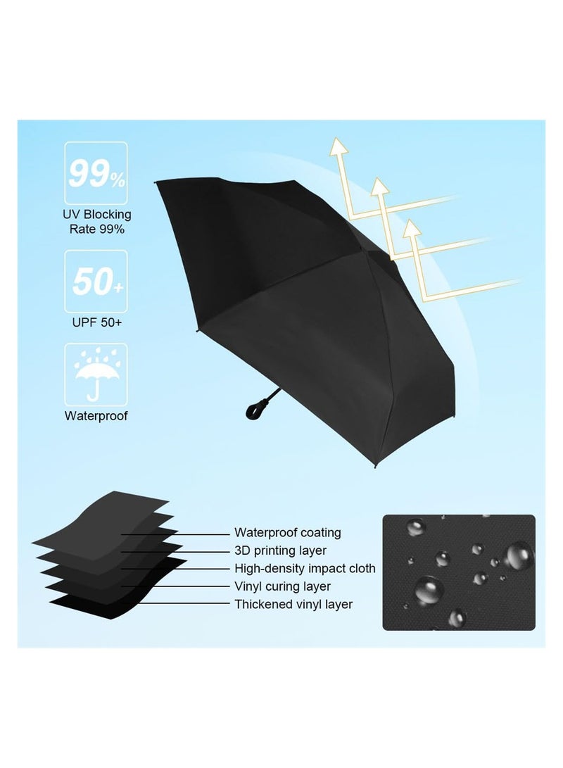 SYOSI Mini Umbrella, Pocket Umbrella, 6 Ribs Lightweight Compact Folding Umbrella, Fast Dry and Compact Umbrella for Rain & Sun, Windproof Folding Travel Umbrella (Black)  - Image 4