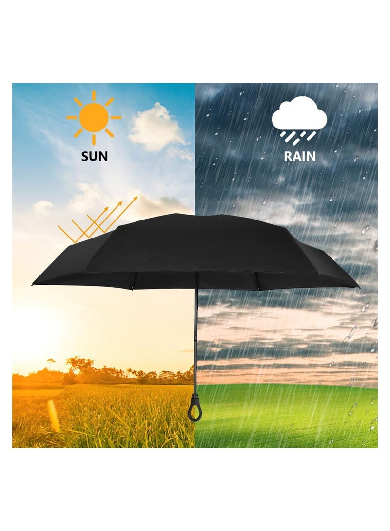 SYOSI Mini Umbrella, Pocket Umbrella, 6 Ribs Lightweight Compact Folding Umbrella, Fast Dry and Compact Umbrella for Rain & Sun, Windproof Folding Travel Umbrella (Black)  - Image 2