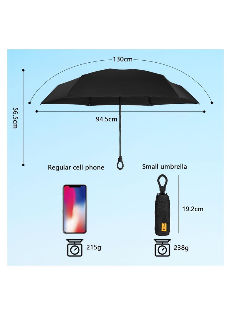 SYOSI Mini Umbrella, Pocket Umbrella, 6 Ribs Lightweight Compact Folding Umbrella, Fast Dry and Compact Umbrella for Rain & Sun, Windproof Folding Travel Umbrella (Black)  - Image 3