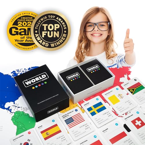 The World Game - Geography Card Game - Educational Games for Kids, Family and Adults - Cool Learning Gift Idea for Teenage Boys & Girls 8-12 with Map - Image 3