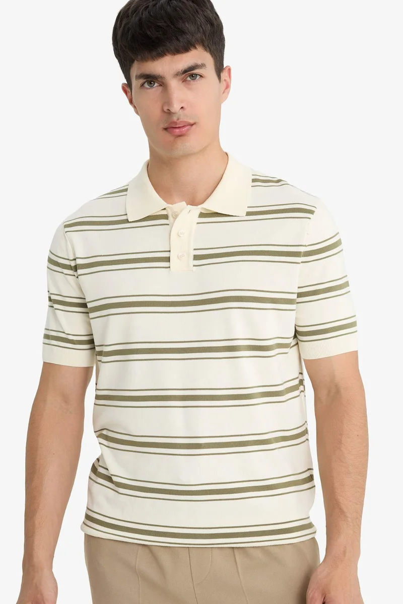 DeFacto Knitwear Short Sleeve Polo T-Shirt