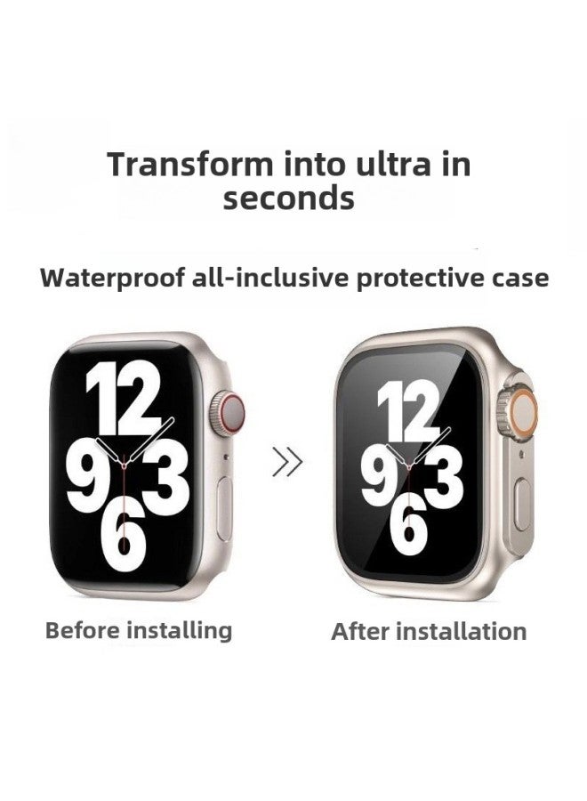 Applewatch7/8/9 Protective Shell/waterproof All-inclusive Protective Shell/right Angle Plating Waterproof Protective Shell-Color:Fine Hole Frosting (bare Shell)-Exterior Dimension:S10-46mm