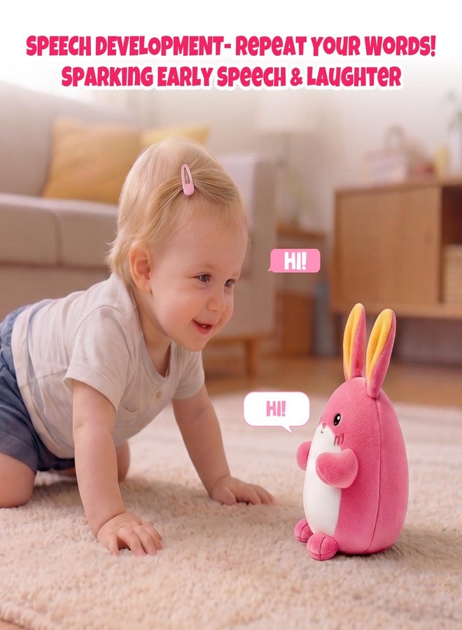 SAIMAND Crawling Pink Bunny Baby Toy with 40 Songs & Record, Interactive Musical Plush Toy for Babies 6-12 Months, Rechargeable Dancing Stuffed Animal, Sensory Toy for Toddlers 1-3, Cute Baby Gift for Girls - Image 2