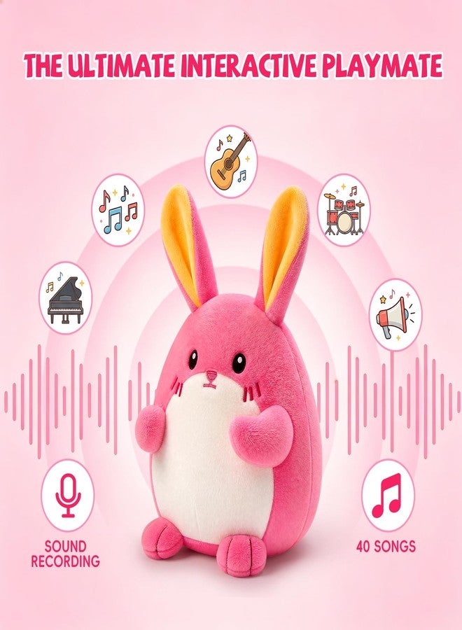 SAIMAND Crawling Pink Bunny Baby Toy with 40 Songs & Record, Interactive Musical Plush Toy for Babies 6-12 Months, Rechargeable Dancing Stuffed Animal, Sensory Toy for Toddlers 1-3, Cute Baby Gift for Girls - Image 3