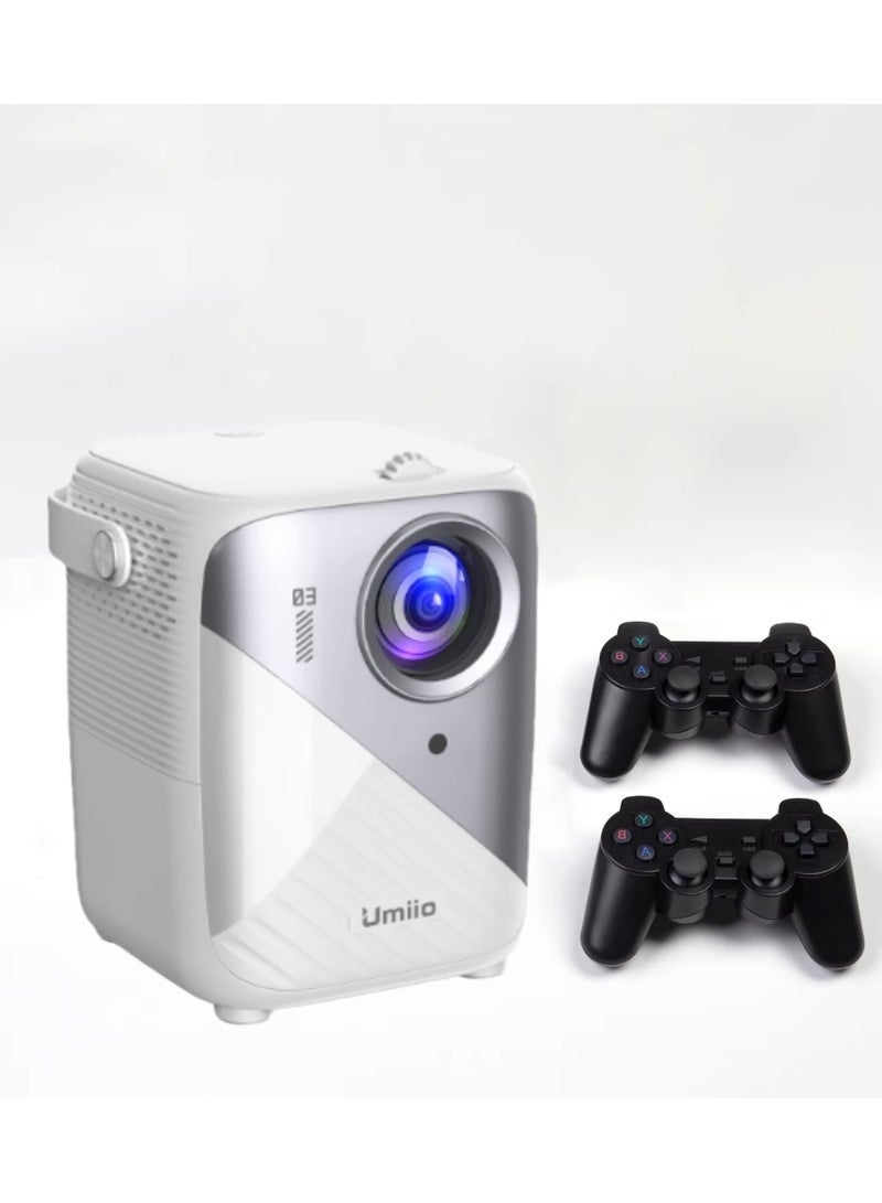Umiio Q3 Pro Smart Projector 4K Resolution WiFi & Bluetooth | Portable Home Theater with Dual Wireless Game Controllers | Keystone Correction | 50"-150" Screen Projection - Image 1