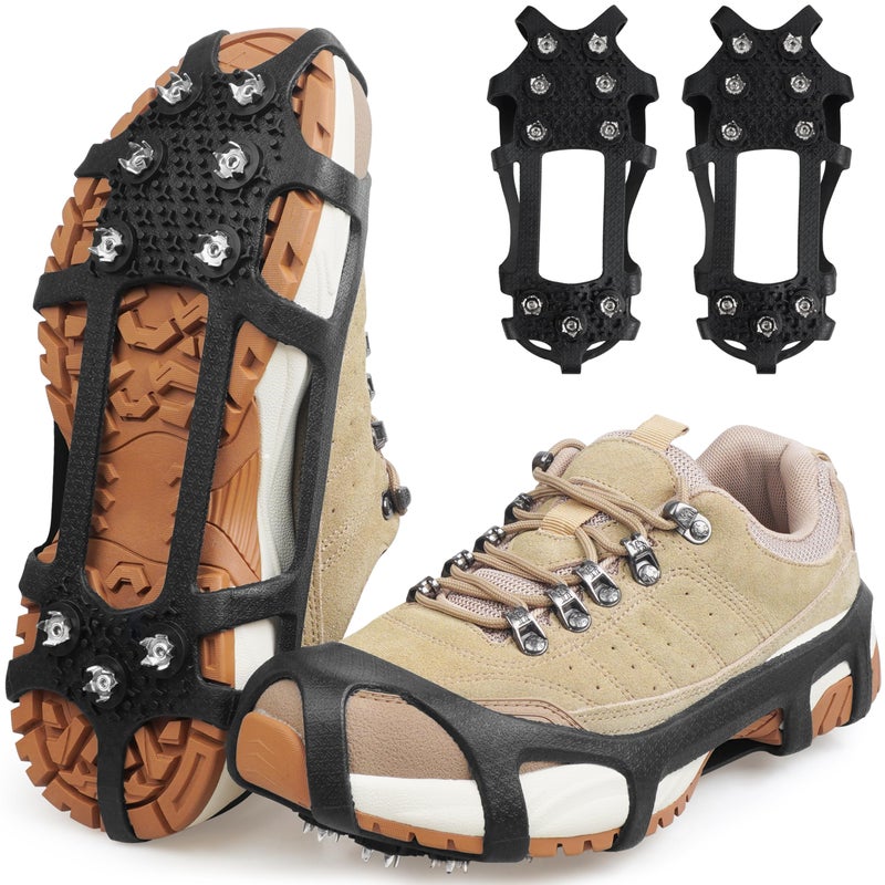 SILANON Ice Snow Cleats for Shoes and Boots,Snow Walk Traction Cleats Crampons Non-Slip 9 Point Cleats Ice Snow Grippers Overshoe for Women Men Kids Walking on Snow & Ice - Image 1
