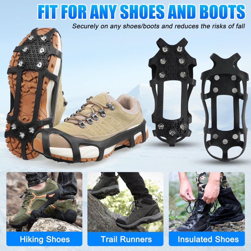 SILANON Ice Snow Cleats for Shoes and Boots,Snow Walk Traction Cleats Crampons Non-Slip 9 Point Cleats Ice Snow Grippers Overshoe for Women Men Kids Walking on Snow & Ice - Image 5