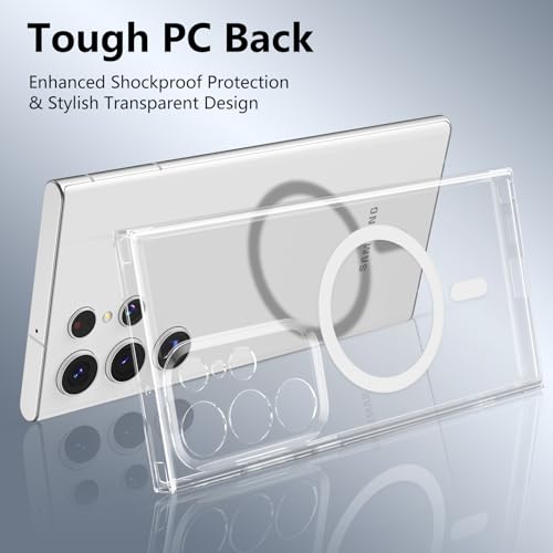 RALEAVO for Samsung Galaxy S22 Ultra Case Clear Magnetic Phone Case Compatible with MagSafe Slim Transparent Acrylic Hard Back Case Cover Military Drop Protection Case Clear - Image 3