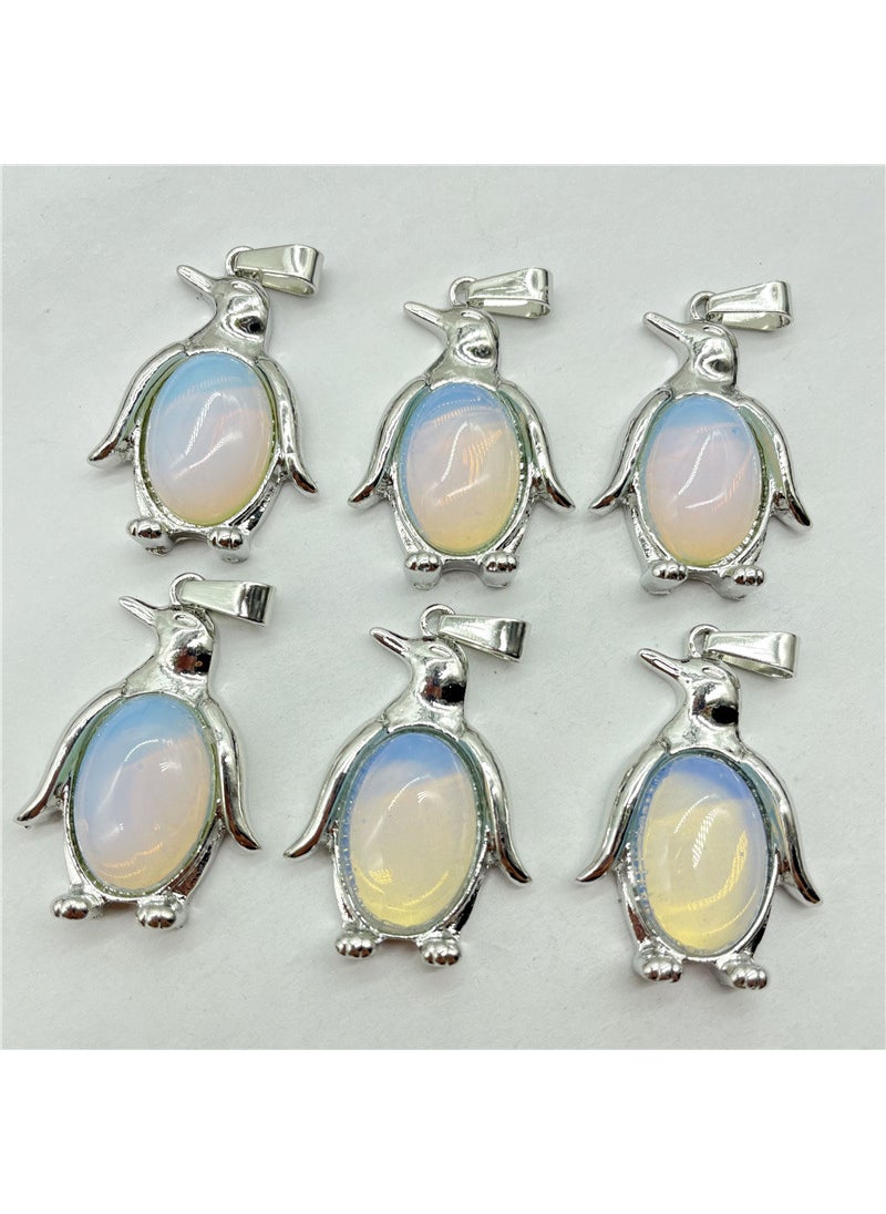 Generic Natural Crystal Semi-precious Stone Alloy Penguin Inlaid Pendant Necklace Jewelry Accessories Protein (Synthetic) 