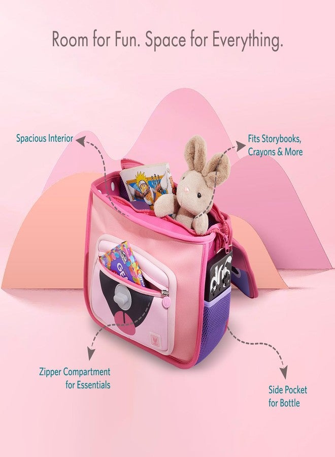 VAYA LY’L-CHAMP School Bags for Girls (2-6 Years), Lightweight & Durable Rectangular Shape Backpack for Preschool, Water-Resistant Toddler Bag with Adjustable Straps & Bottle Holder, Pink Love - Image 4