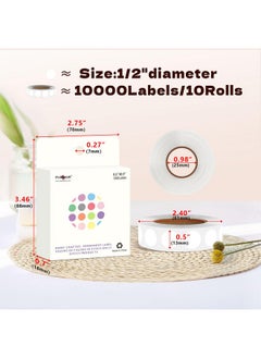 PARLAIM 10000Pcs 1/2 Inch Round Color-Code Dot Stickers,Circle Color Coding Label Sticker For Home Office (White)  - Image 2