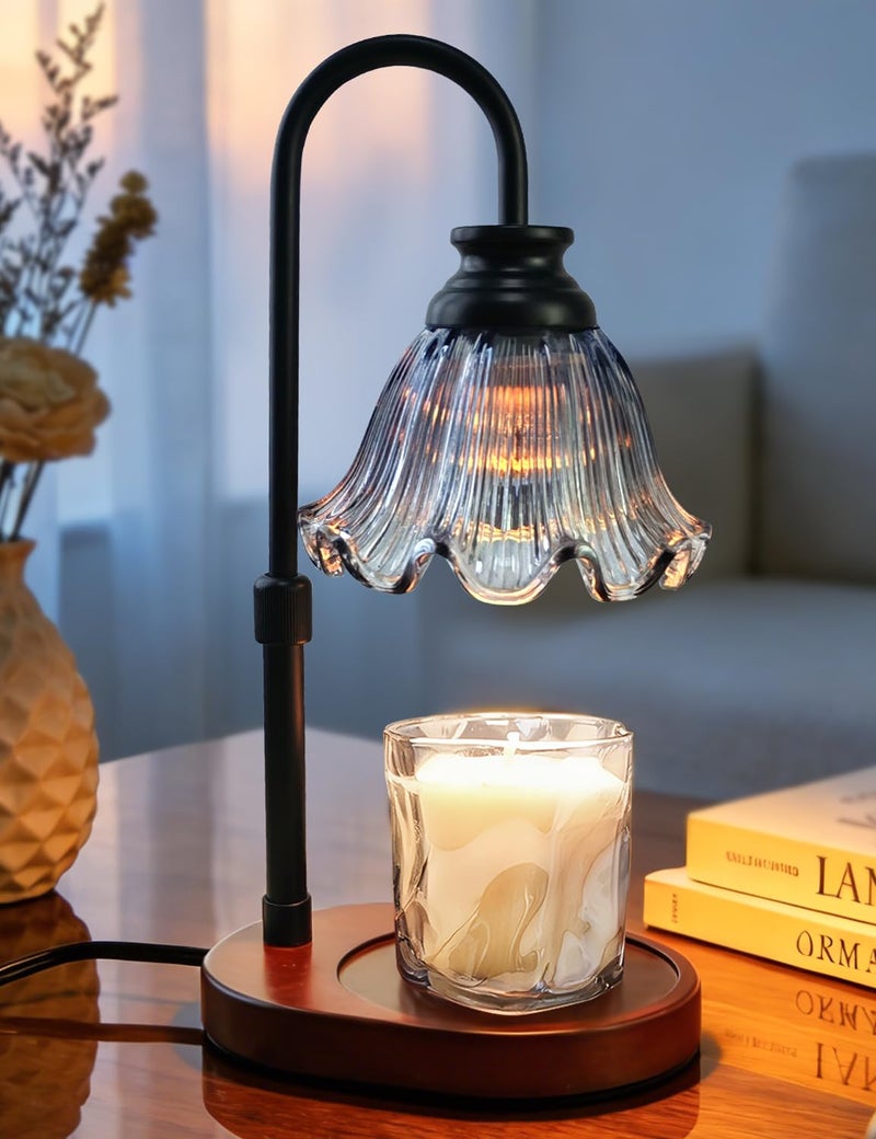 Banbanda Flower Candle Warmer Lamp with Timer: Birthday Gifts for Women Mom, House Warming Gifts New Home Decor, Dimmable Candle Warmer for Jar Candles, Height Adjustable Wax Melts Warmer (Gray) - Image 1