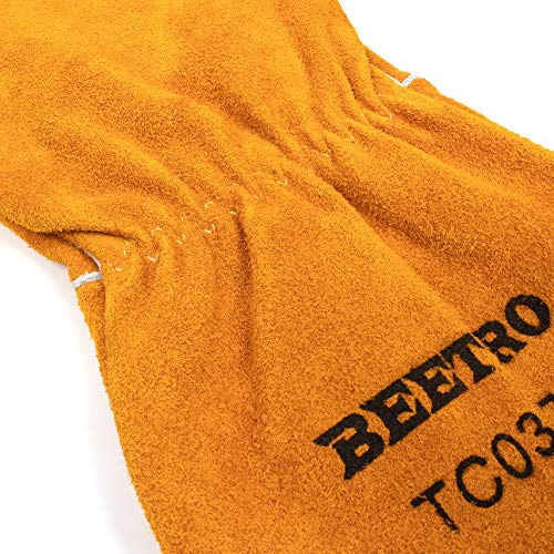 BEETRO Welding Gloves 1 Pair, Cow Leather Forge/Mig/Stick Welder Heat/Fire Resistant, Mitts for Oven/Grill/Fireplace/Furnace/Stove/Pot/Wood Burner/BBQ/Animal handling glove with Soft Lining - Image 5