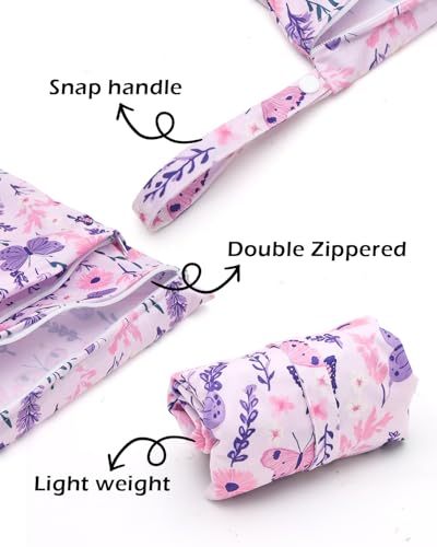 ALVABABY 3 Cloth Diaper Wet Dry Bags Waterproof Reusable with Two Zippered Pockets Travel Beach Pool Daycare Soiled Baby Items Yoga Gym Bag for Swimsuits or Wet Clothes Small medium Large 3LSML08 - Image 3