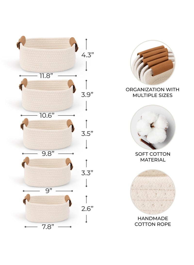 Anmi Luxury 5-Pack Cotton Rope Storage Baskets - Heavy Duty, Foldable, Multisize for Home Organization | Nursery, Bedroom, Shelf Decor | Premium & Affordable  - Image 4