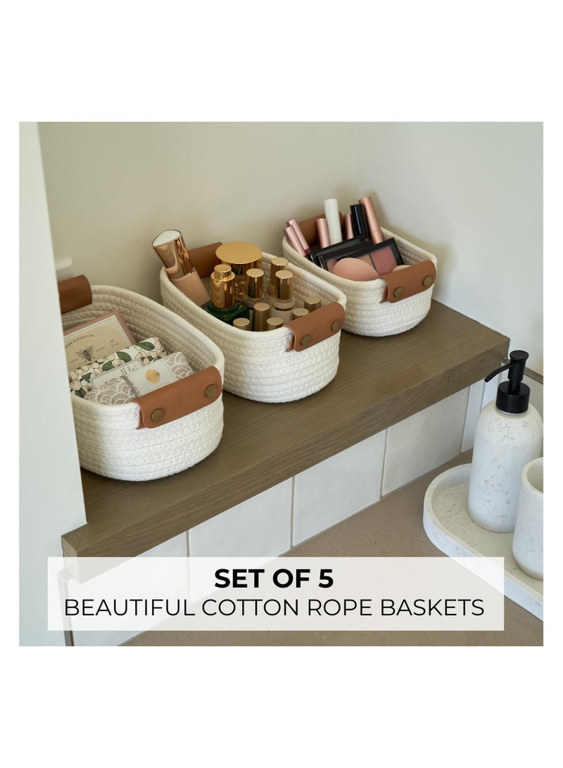 Anmi Luxury 5-Pack Cotton Rope Storage Baskets - Heavy Duty, Foldable, Multisize for Home Organization | Nursery, Bedroom, Shelf Decor | Premium & Affordable  - Image 5