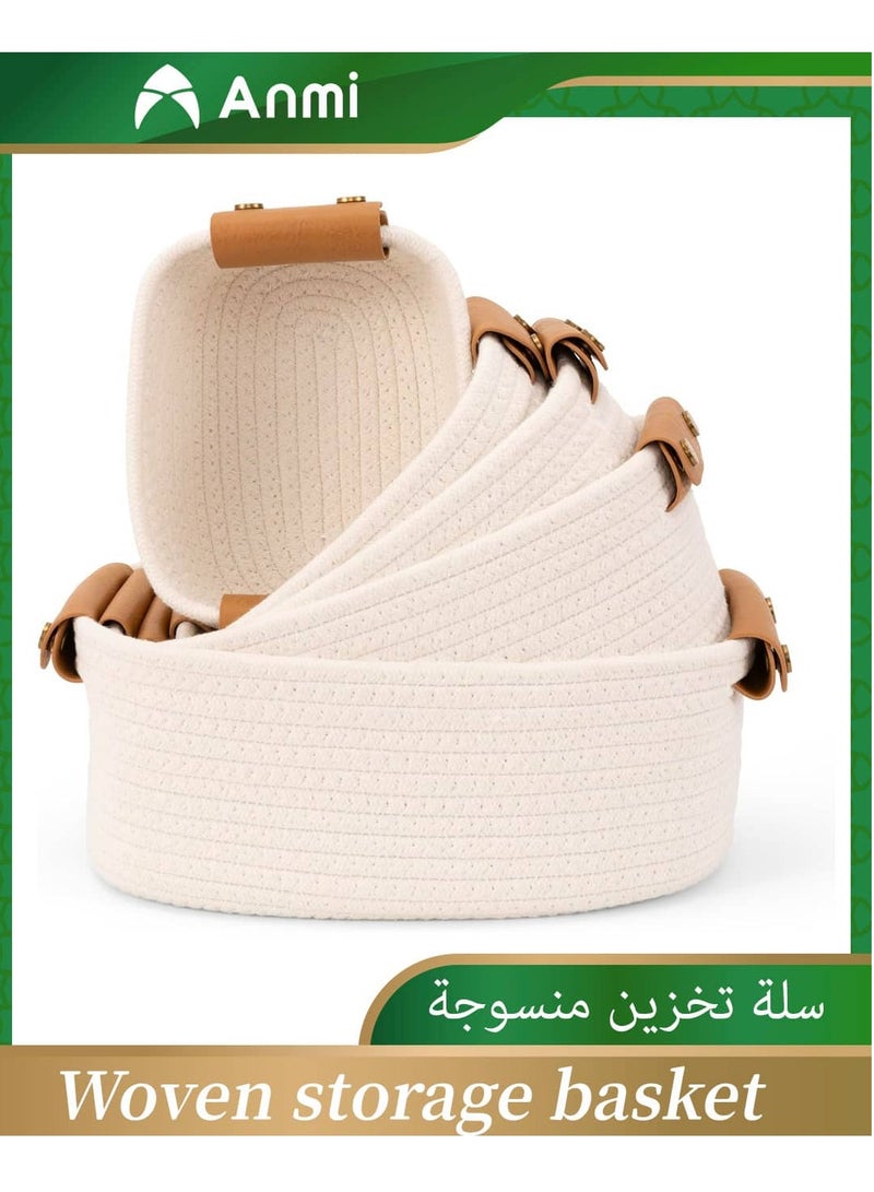 Anmi Luxury 5-Pack Cotton Rope Storage Baskets - Heavy Duty, Foldable, Multisize for Home Organization | Nursery, Bedroom, Shelf Decor | Premium & Affordable  - Image 1