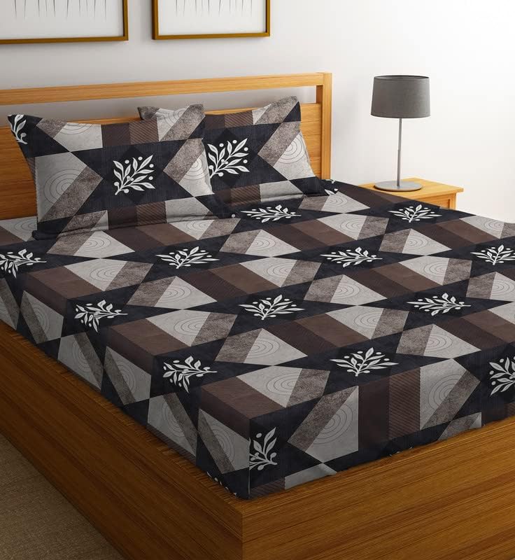 BSB HOME Premium Forever Modern Style Glace Cotton Floral Luxurious Beautiful Soft Comfort Designer Floral Pattern 1 Double Size Bed bedsheet and 2 Pillow Cover- - Image 2