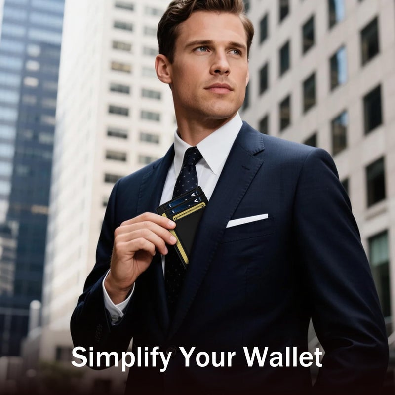 Travelambo 100% Genuine Leather Wallet for Men and Women, Slim Minimalist RFID Blocking Front Pocket Credit Card Holder with Gift Box - Image 3