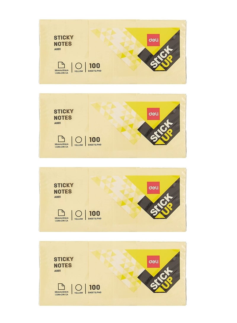 Deli 12-Pad Sticky Notes 1.5x2 Inch Small Size Yellow Colour - Image 1