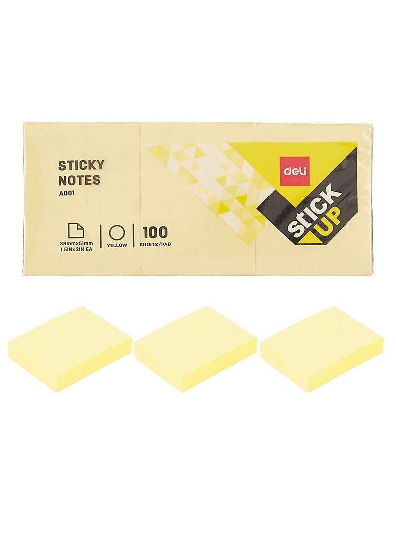 Deli 12-Pad Sticky Notes 1.5x2 Inch Small Size Yellow Colour - Image 4