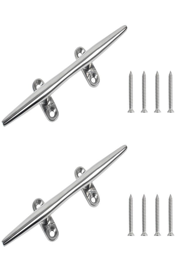 BALAVA Boat Cleats 8 inch,316 Stainless Steel Boat Dock Cleats,Boat Docking Cleat Rope Cleats,Open Base Dock Cleats for Boat,Yacht,Decks,Nautical Decor,Screws Included(2 Pack) - Image 1