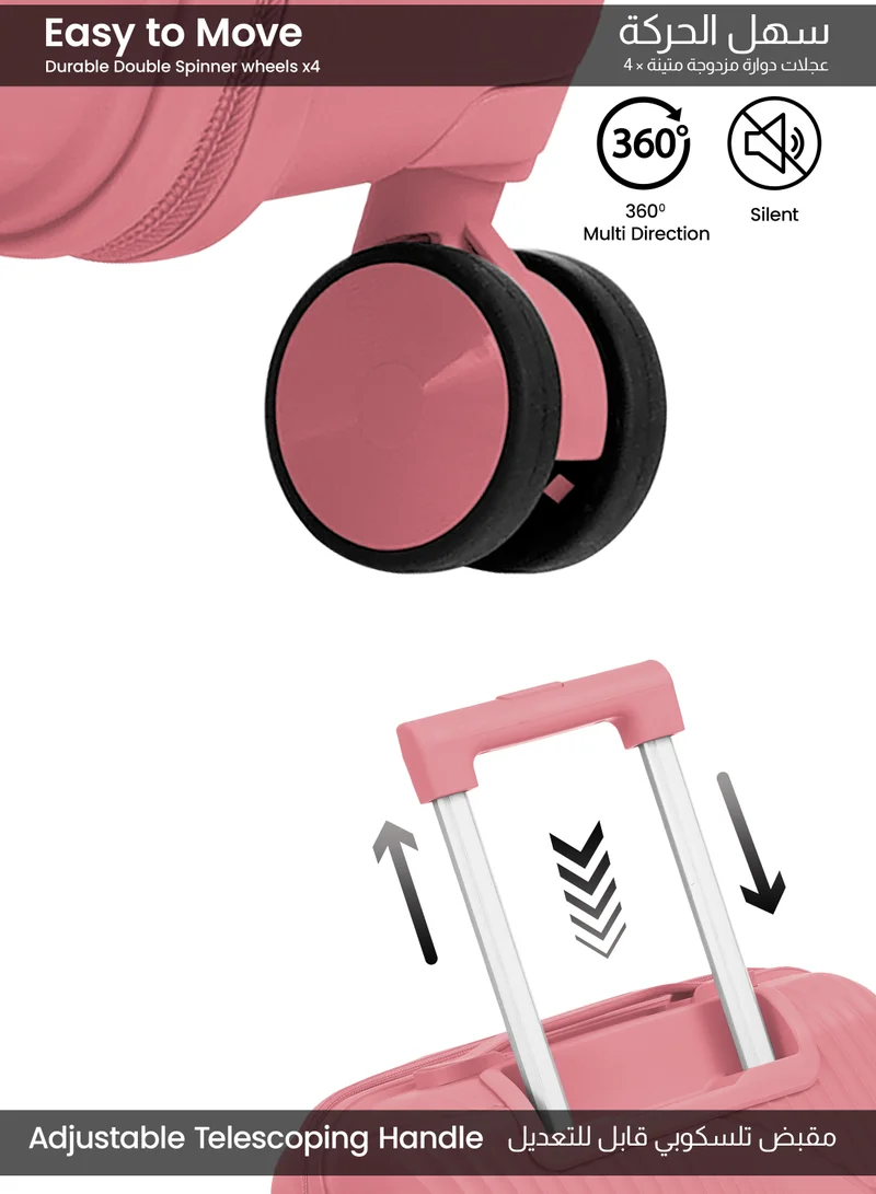 بارا جون طقم حقائب سفر صلبة من قطعتين PP | حقائب بعجلات دوارة 8 مع سحاب مضاد للسرقة | مقاس 20 و28 بوصة | موديل PJTR2053 🧳