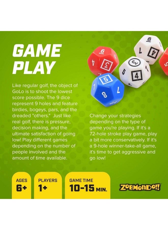 Zobmondo!! - Golo! Golf Dice Game For Families And Kids Awardwinning Fun Game For Home Or Travel Quick To Learn For 1+ Players Ages 6 And Up - Image 1